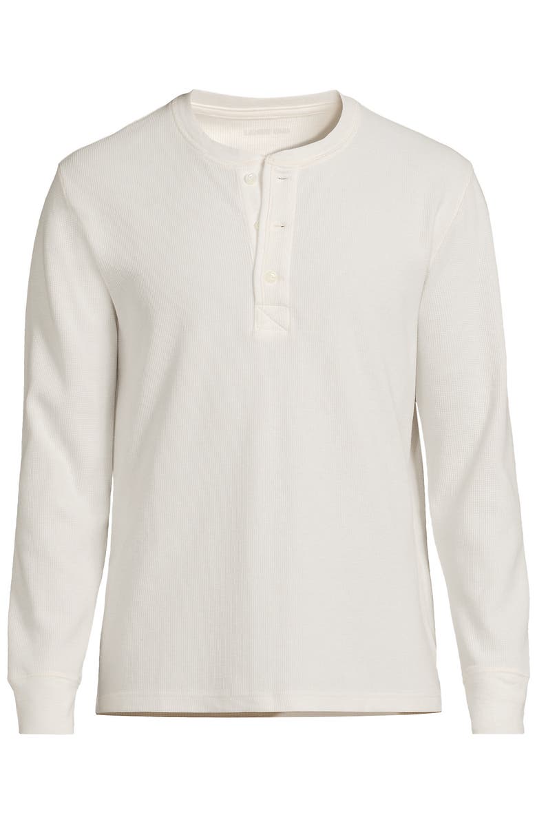 Lands' End Long Sleeve Thermal Waffle Henley, Alternate, color, Ivory
