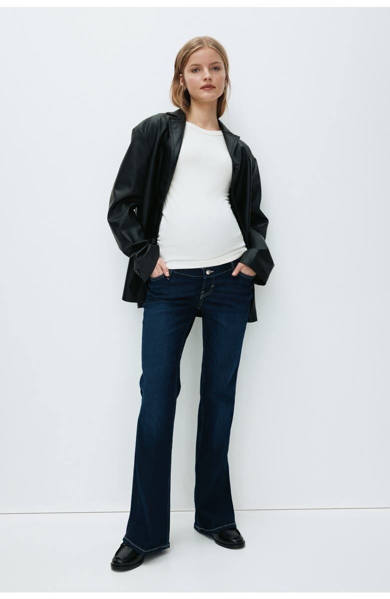 H&M Mama Flared Jeans, Alternate, color, Dark Denim Blue