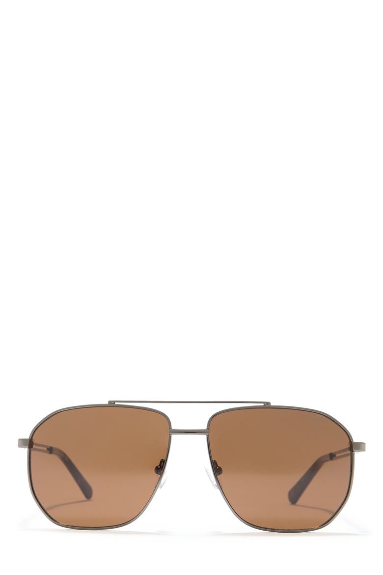 59MM Navigator Sunglasses, Main, color, SHINY GUNMETAL / BROWN