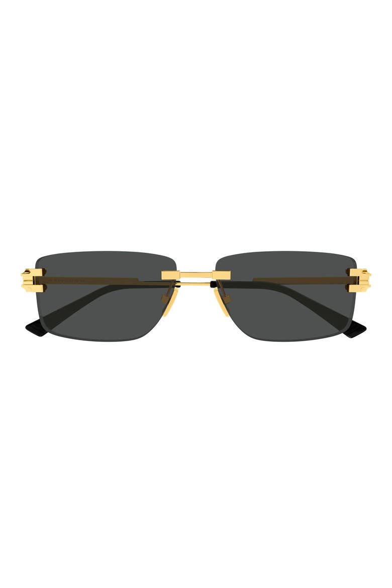 BV1511S 58mm Gradient Rectangular Sunglasses, Main, color, SHINY GOLD