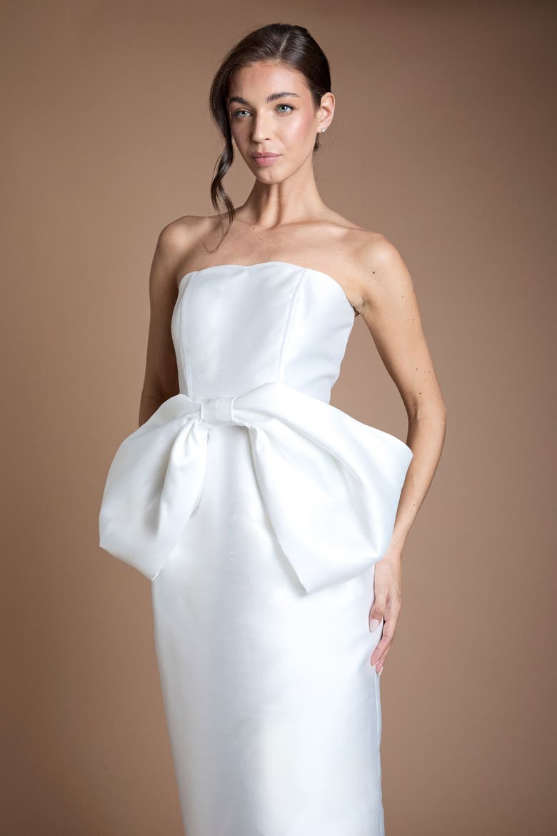 Bow Detail Wedding Dress, Alternate, color, Ivory