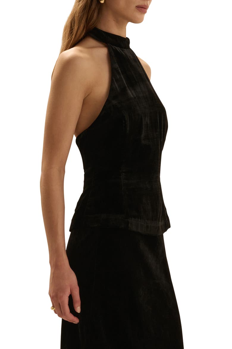 The Velvet Don't Wait Halter Top, Alternate, color, BLACK