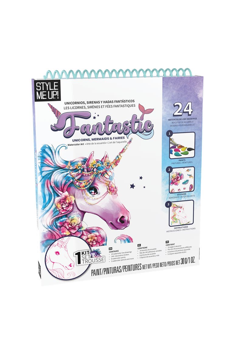 SpiceBox Style Me Up Fantastic Unicorn, Mermaids and Fairies, Watercolor Painting Kit, Main, color, Multicolored