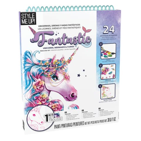 SpiceBox Style Me Up Fantastic Unicorn, Mermaids and Fairies, Watercolor Painting Kit