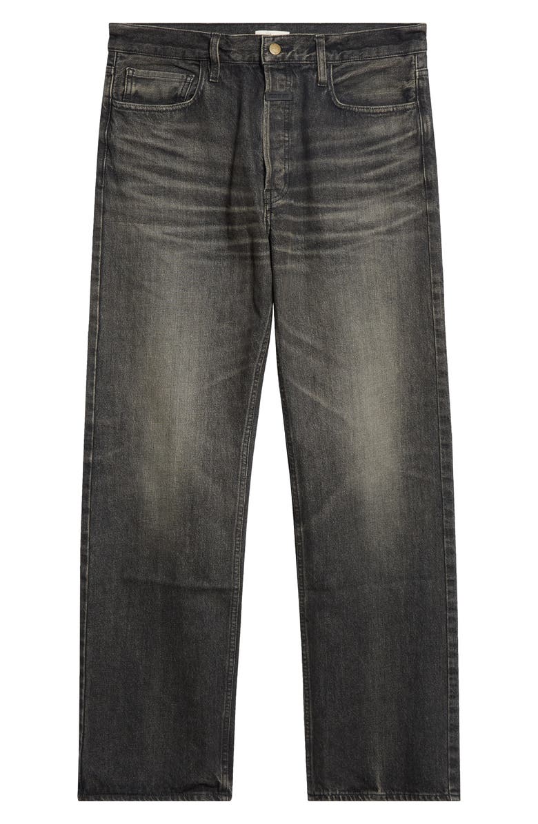 Fear of God Five-Pocket Straight Leg Jeans, Main, color, Worn Black Worn Black