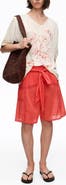 Bimba y Lola Cotton Pleated Bermuda Shorts with Lace Trim