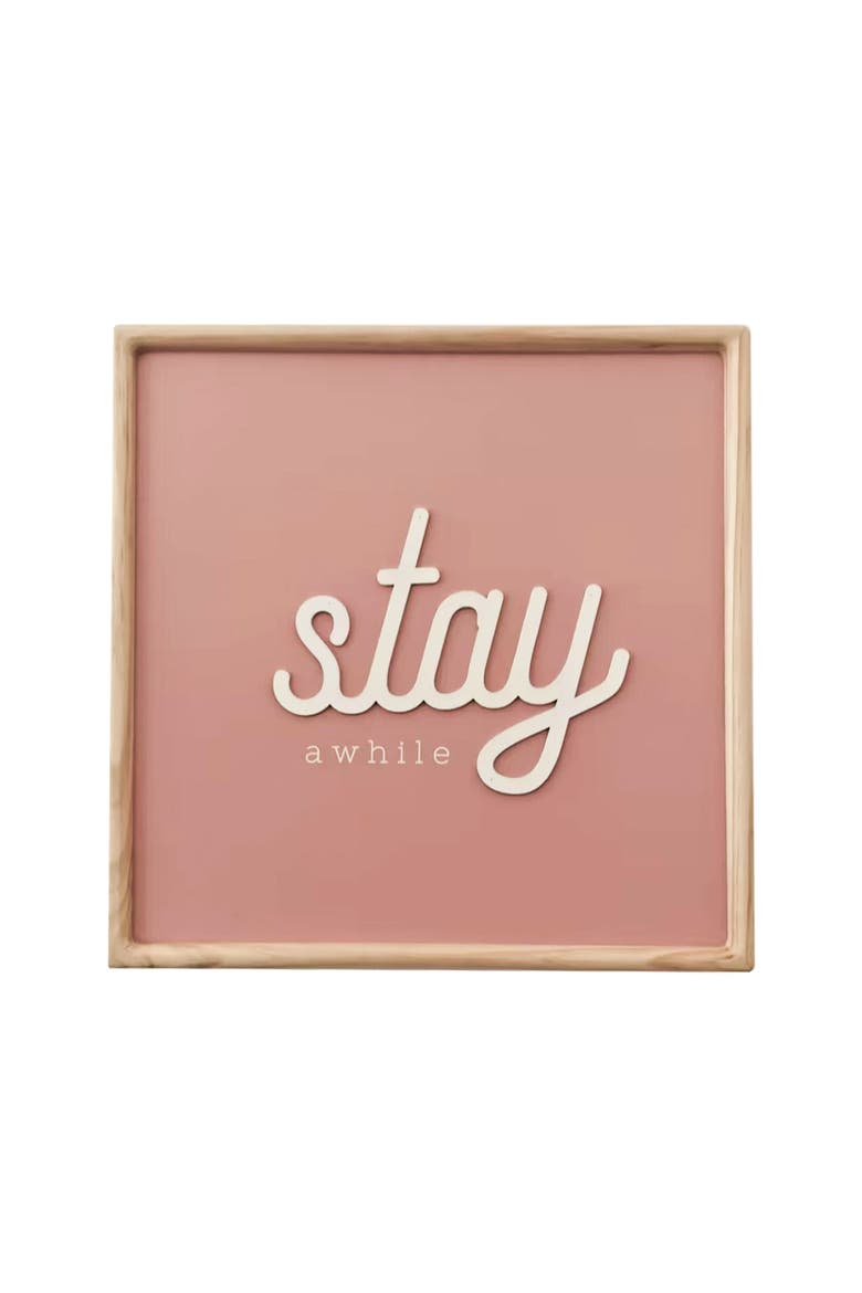 Stay Awhile Wall Decor, Main, color, Pink