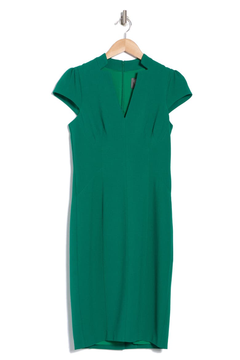 Signature Stretch Crepe Sheath Dress, Alternate, color, GREEN
