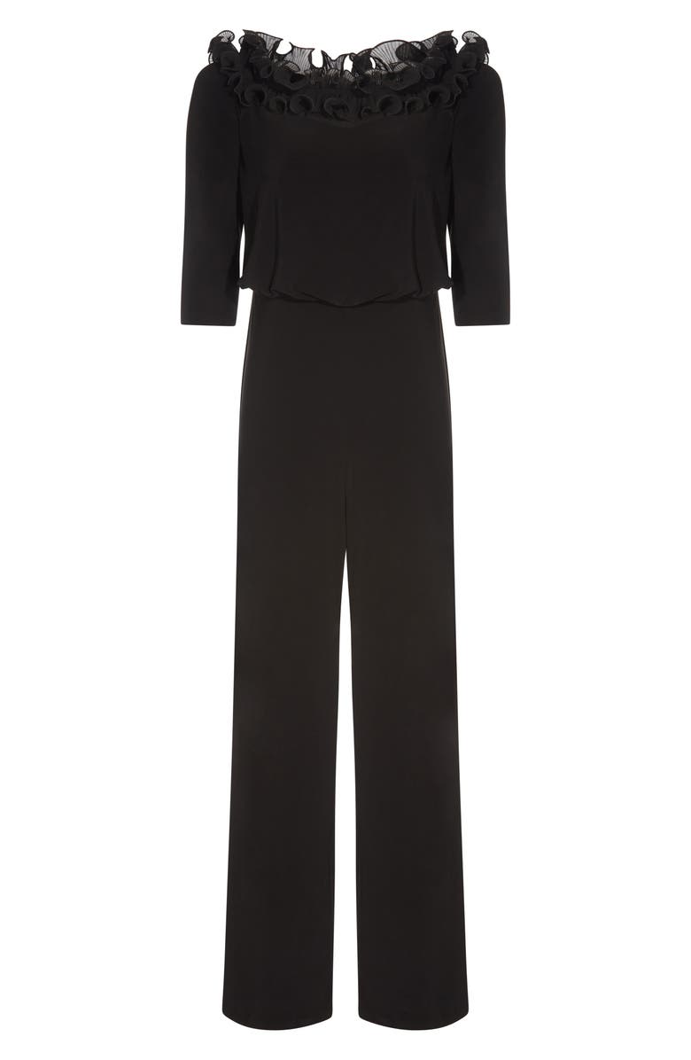 Adrianna Papell Ruffle Off the Shoulder Blouson Bodice Jumpsuit, Alternate, color, 