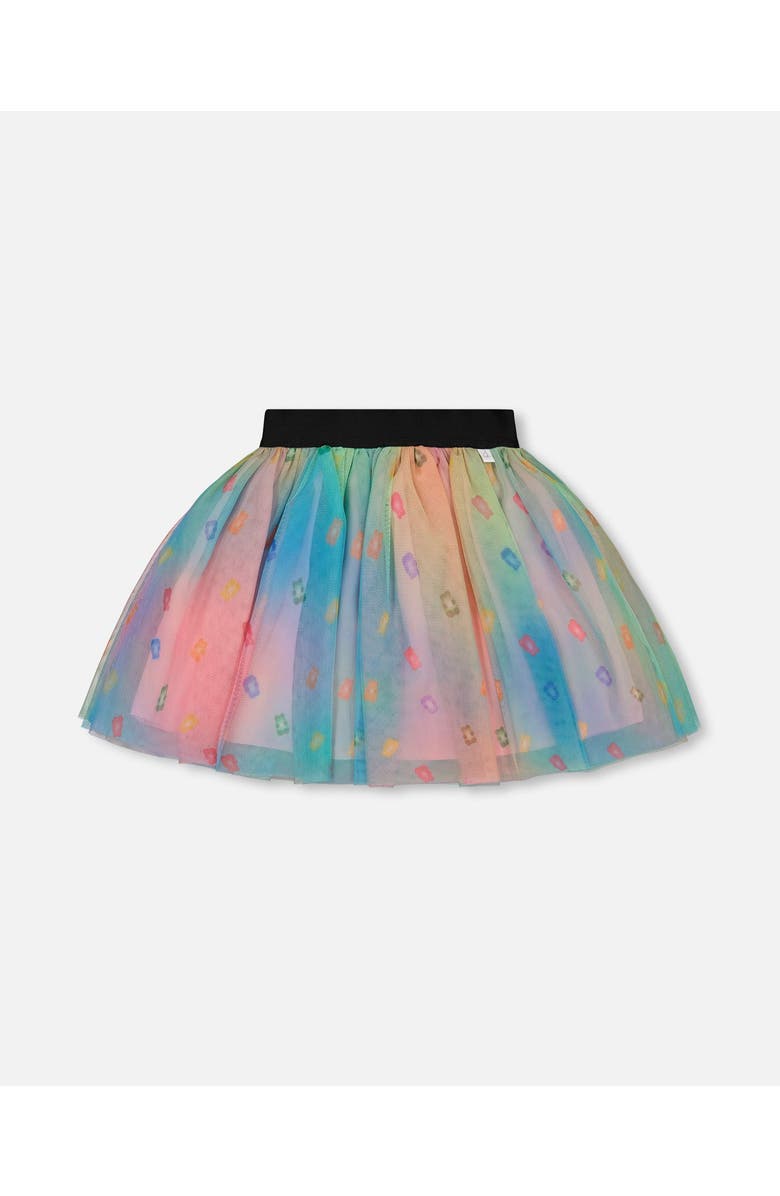 Deux par Deux Little Girl's Printed Mesh Skirt Multicolored Gummies, Main, color, 
