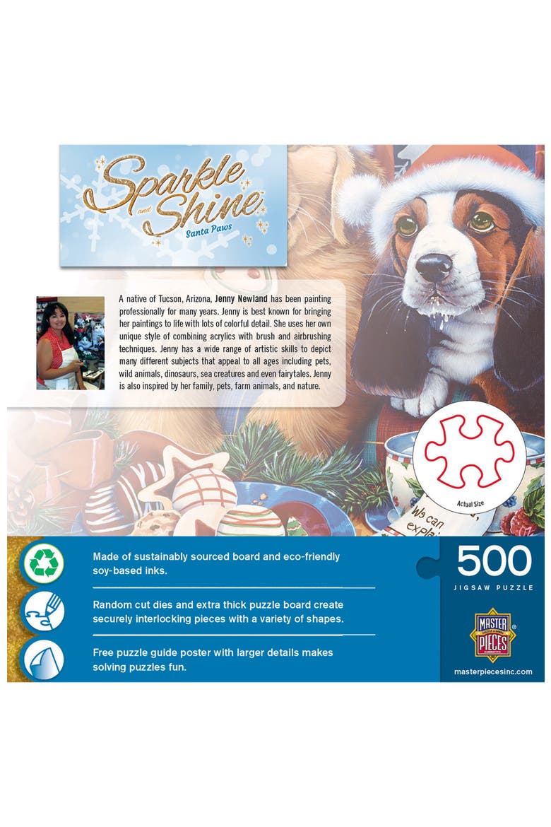 Santa Paws 500 Piece Glitter Puzzle, Alternate, color, Multicolor