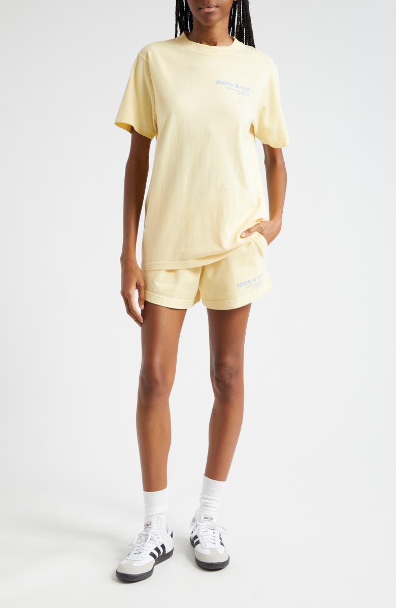 Sporty & Rich USA Health Club Cotton Disco Shorts, Alternate, color, 