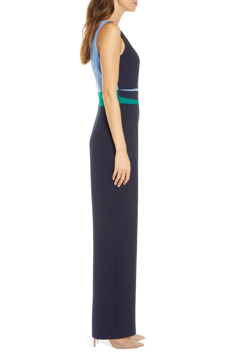 Vince Camuto Colorblock Crepe Jumpsuit, Alternate, color,