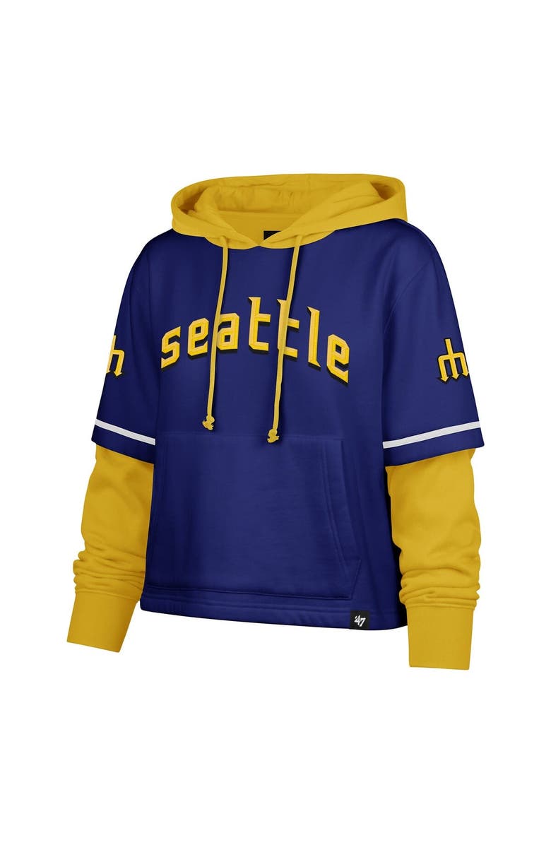 '47 Women's '47  Royal Seattle Mariners City Connect Shortstop Cropped Pullover Hoodie, Alternate, color, 