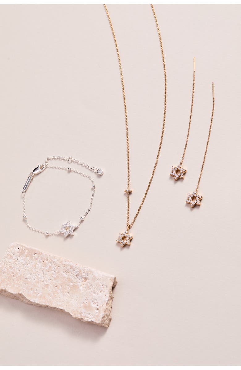 Alex and Ani Delicate Pave Star of David Pendant Necklace, Alternate, color, Gold