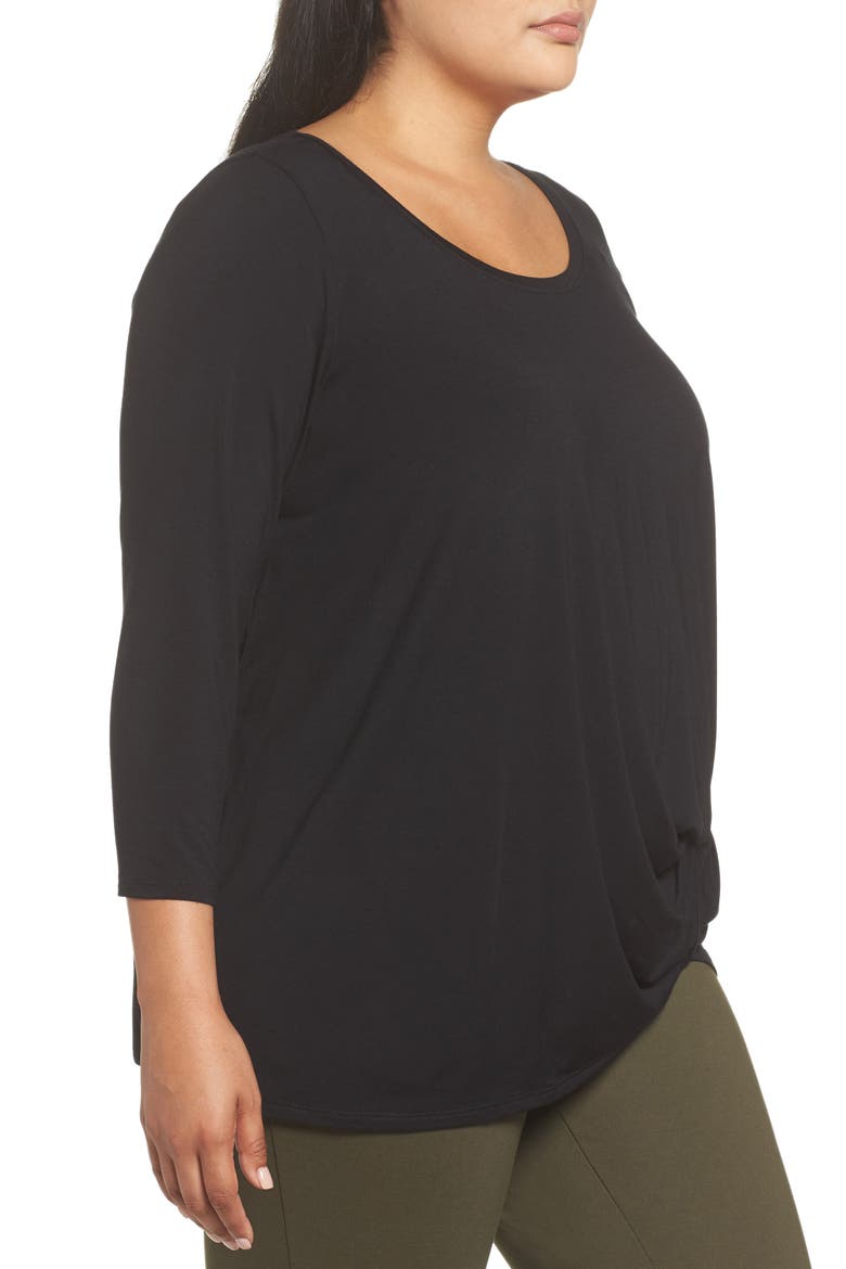 Knot Hem Tee, Alternate, color, BLACK
