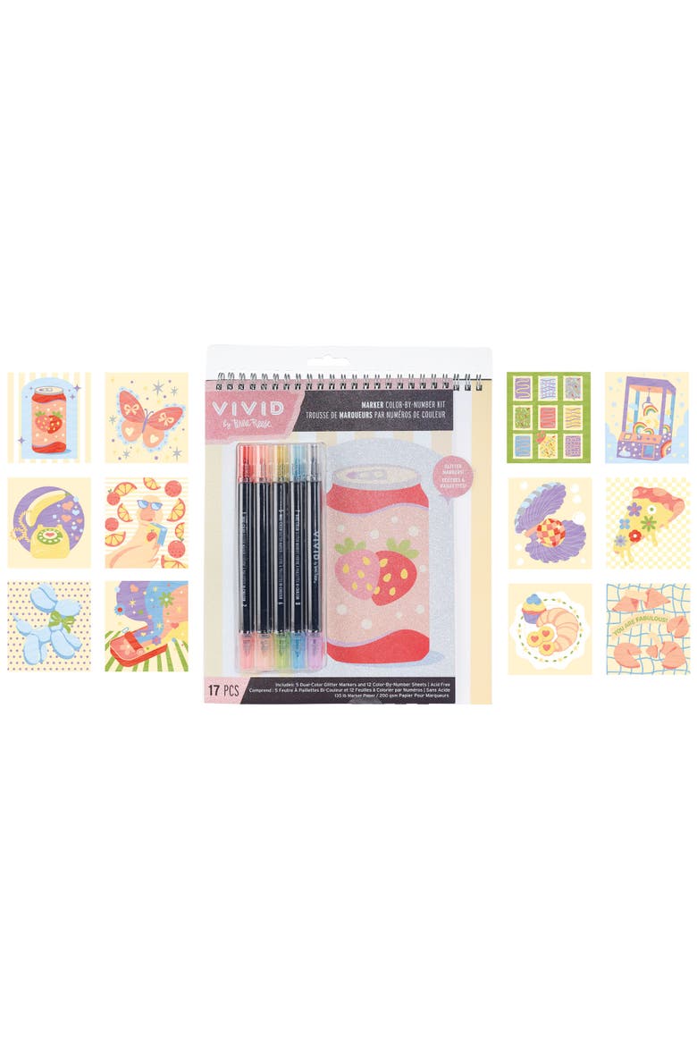 Marker Color by Number Kit Glitter, Alternate, color, Multicolored