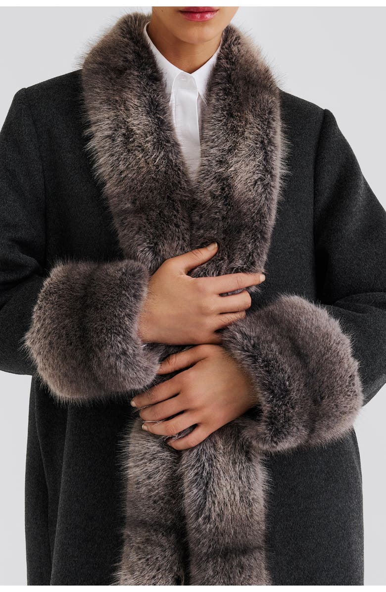 Malina Anouk Yve Faux Fur Wool Coat, Alternate, color, Grey