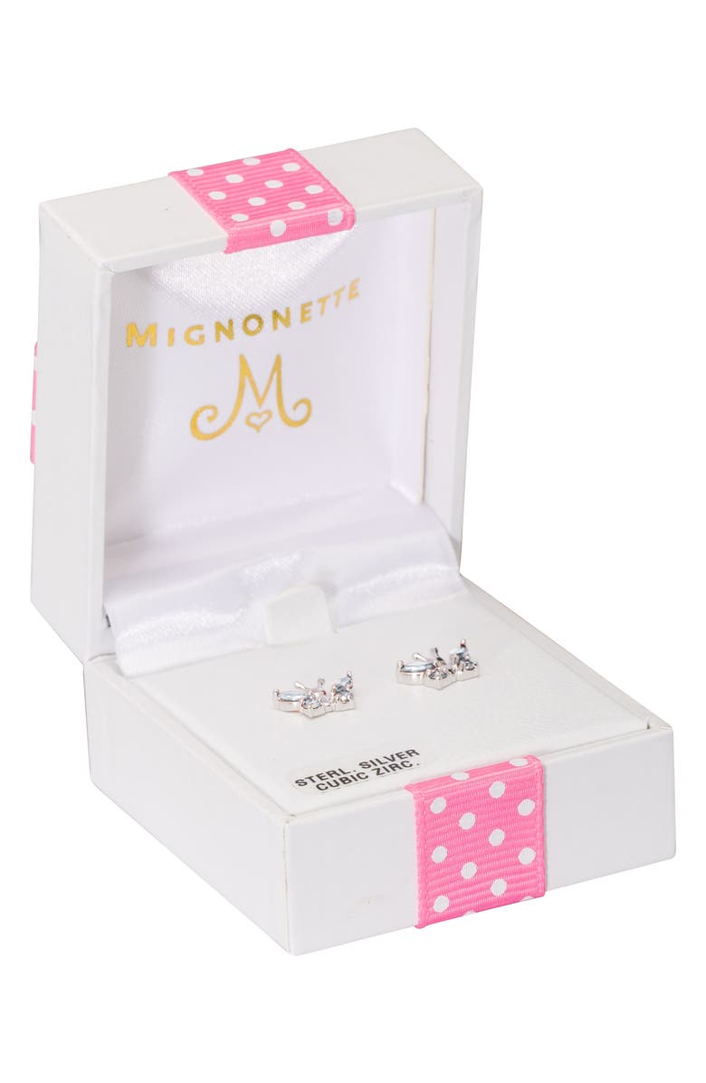 Mignonette Butterfly Birthstone Sterling Silver Earrings, Alternate, color, April