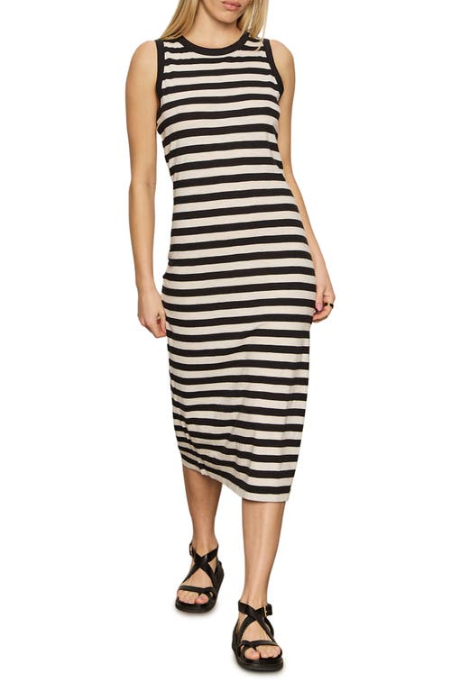 Shop Sanctuary Stripe Sleeveless Tiered Organic Cotton Blend Maxi Dress In Black/macrame Stripe