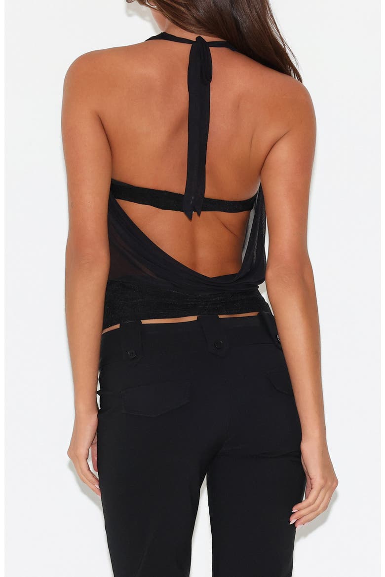 Makena Bralette & Cowl Neck Halter Top Set, Alternate, color, BLACK