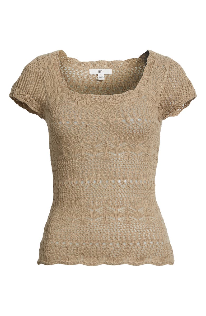 BP. Cotton Pointelle T-Shirt, Alternate, color, Tan Savannah