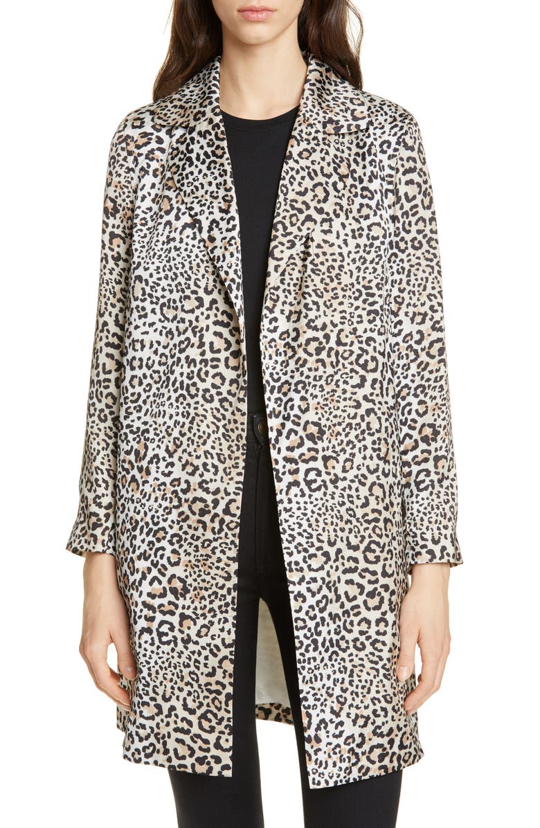 Helene Berman Leopard Print Longline Jacket, Main, color,