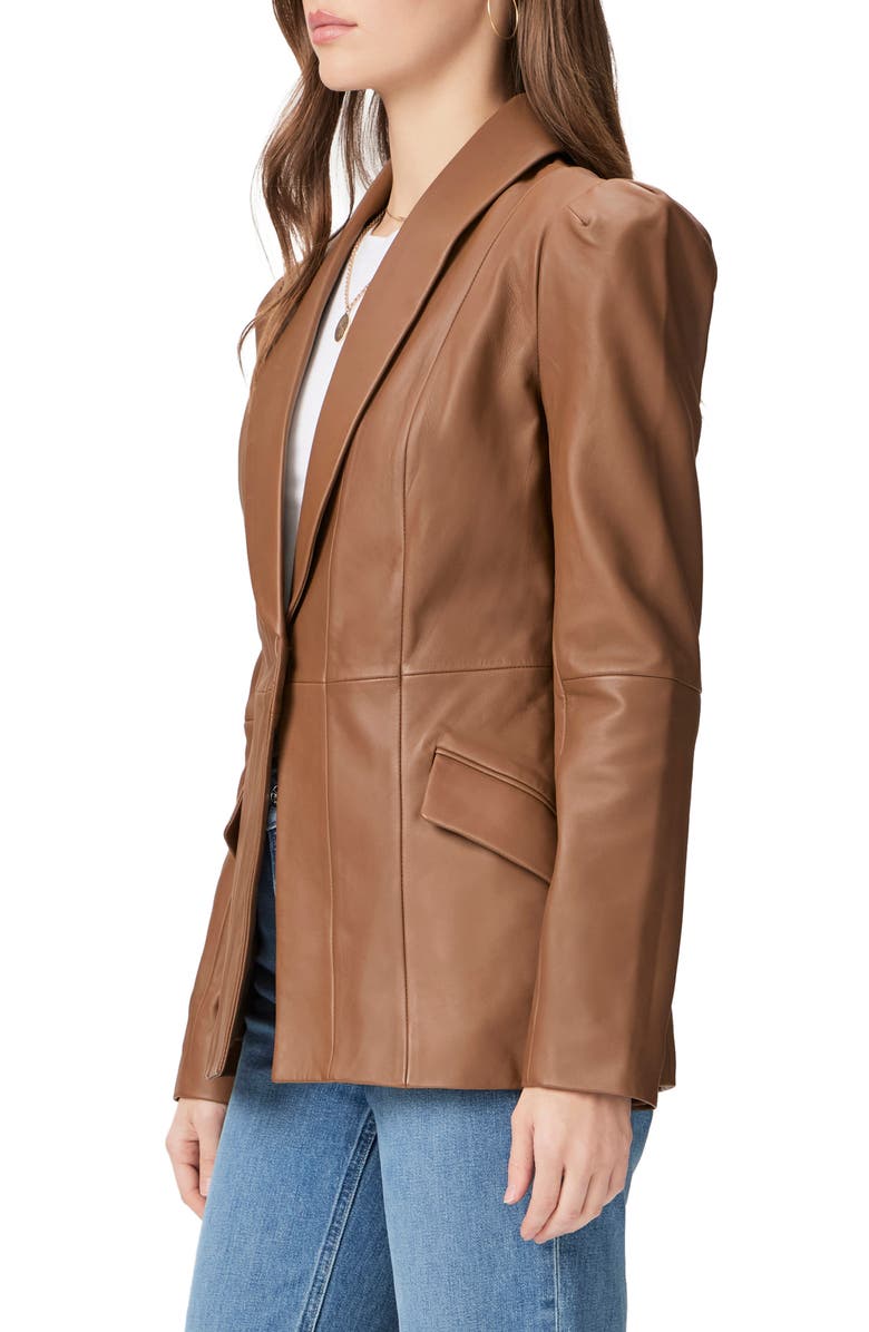 PAIGE Ciarra Puff Shoulder Leather Blazer, Alternate, color, 