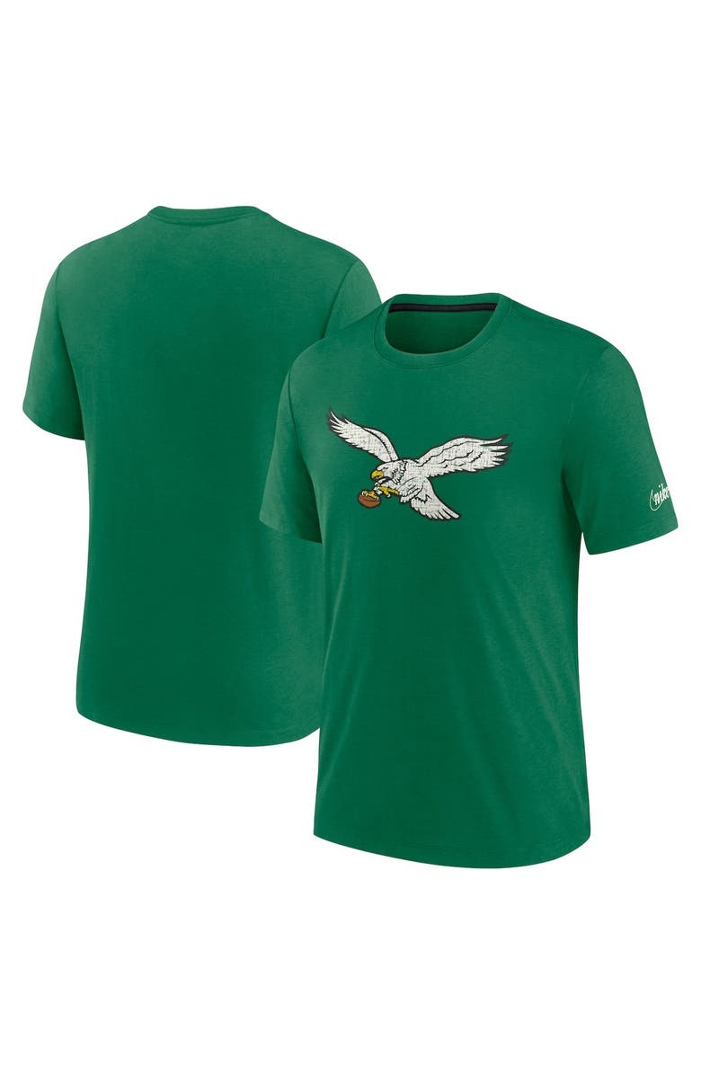 Nike Men's Nike Kelly Green Philadelphia Eagles Rewind Playback Logo Tri-Blend T-Shirt, Alternate, color,