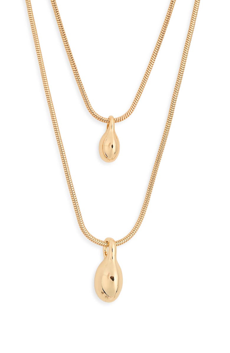 NORDSTROM RACK Teardrop Layered Necklace, Main, color, Gold