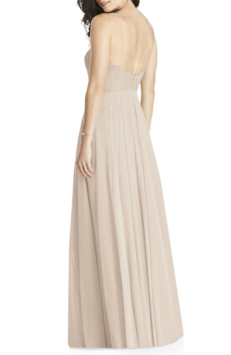 Dessy Collection Lace & Chiffon A-Line Gown, Alternate, color,