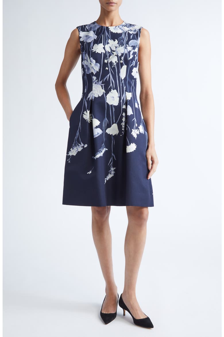 Betsy Floral Faille Fit & Flare Dress, Main, color, NAVY MULTI