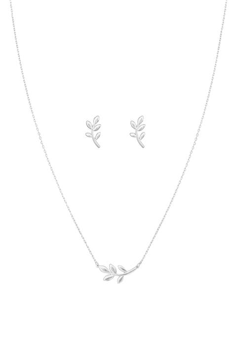 Sterling Silver 18k Gold Plated Olivia Necklace & Earring Set Trendy Gift