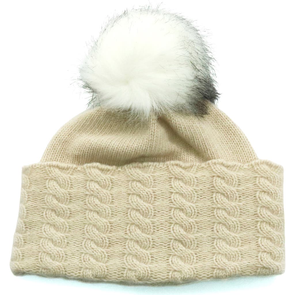 Portolano Faux Pom Beanie In Neutral
