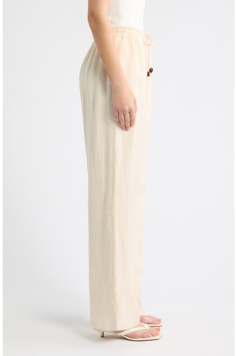High Waist Wide Leg Linen Blend Pants, Alternate, color, CREAM