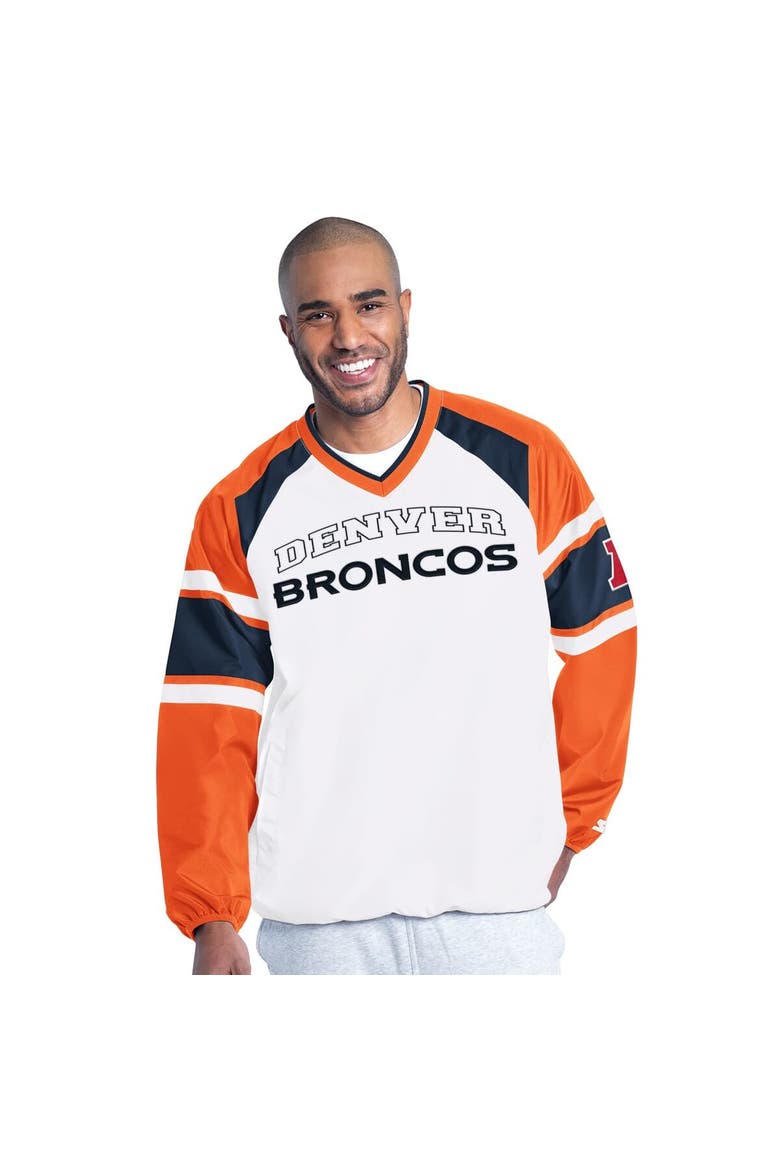Men's Starter  White Denver Broncos Infield Play Raglan Pullover Jacket, Main, color, White