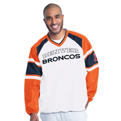 Men's Starter  White Denver Broncos Infield Play Raglan Pullover Jacket