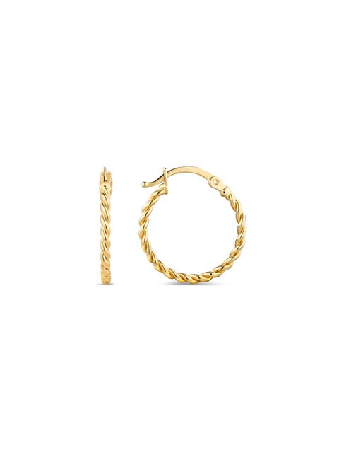 Twisted Rope Hoop Earrings in 14K Gold