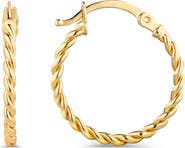 DEVATA Twisted Rope Hoop Earrings in 14K Gold