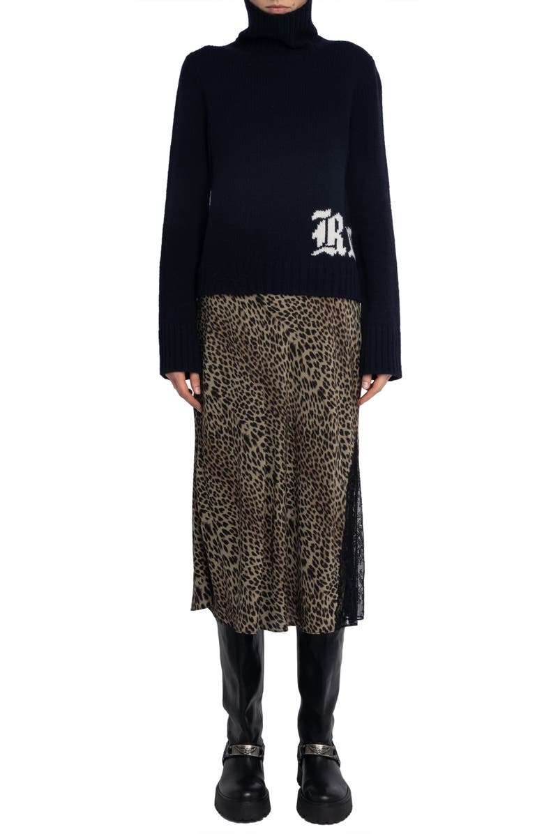 Zadig & Voltaire Jayla Leopard Print Midi Skirt, Alternate, color,