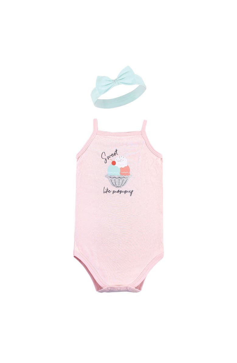 Little Treasure Sleeveless Bodysuit and Headband Set, Alternate, color, Ice Cream Cone