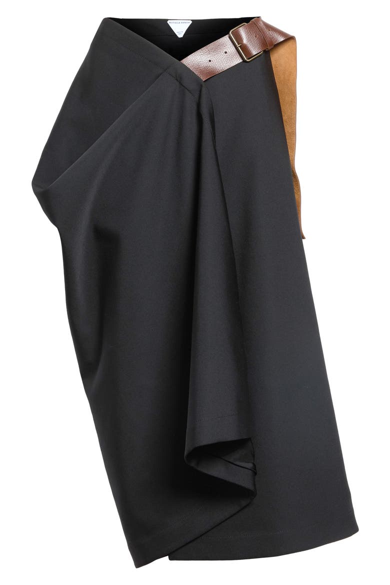 Belted Wool Grain de Poudre Long Skirt, Main, color, 1010 DOUBLE BLACK
