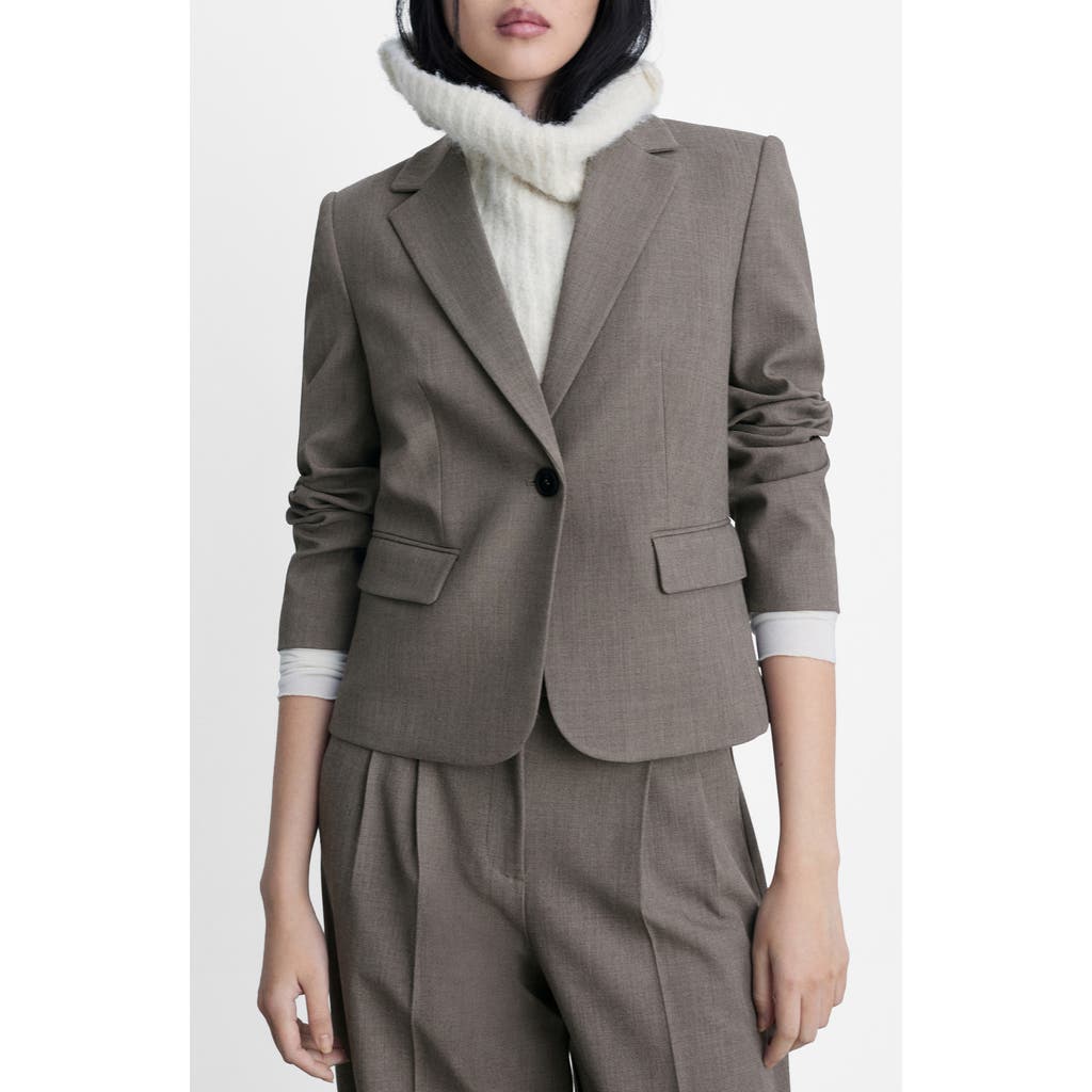 Mango Helena Crop Blazer In Gray