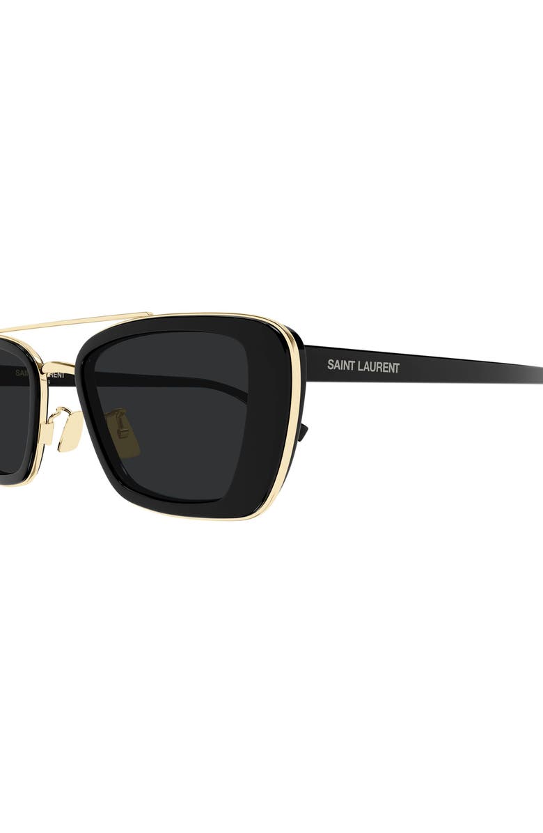 Saint Laurent 50mm Rectangular Sunglasses, Alternate, color, Black
