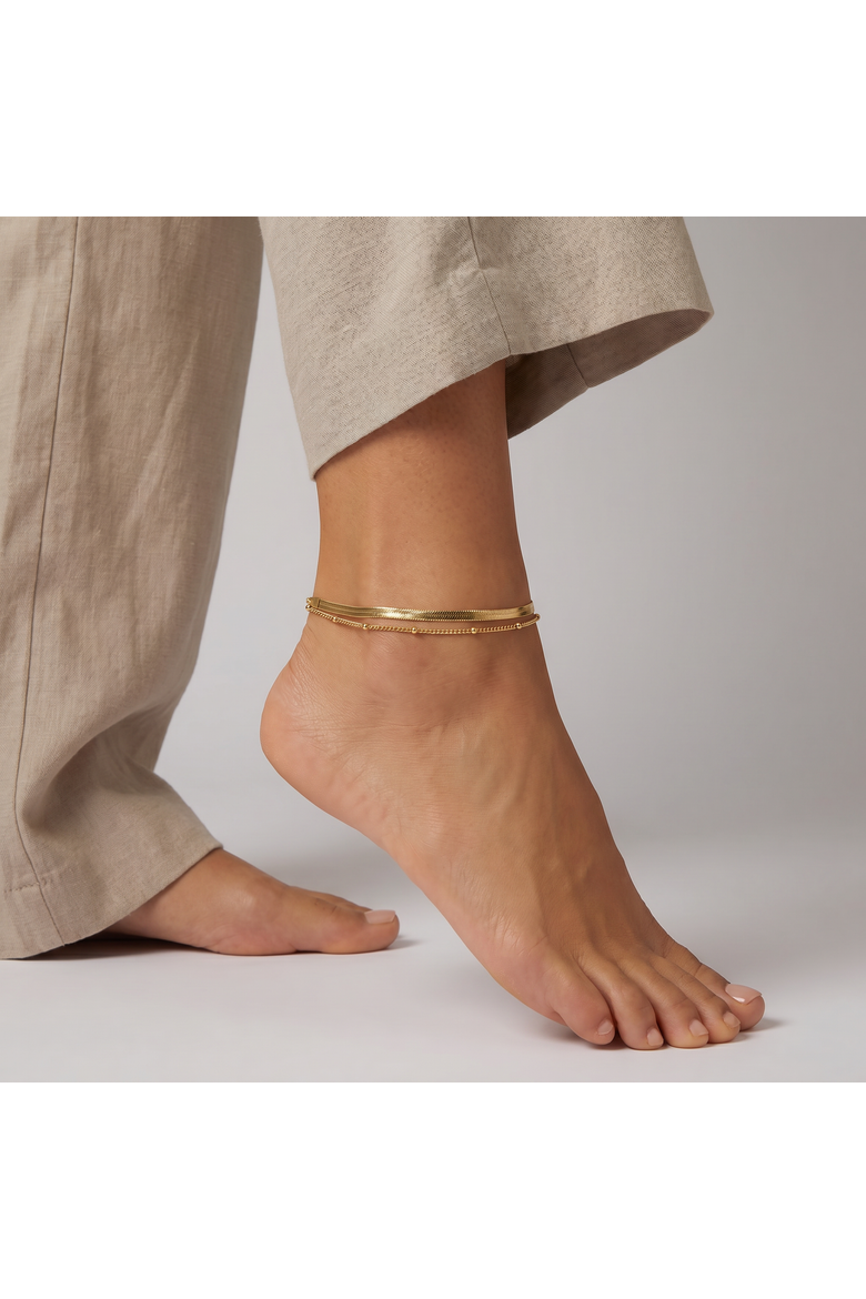 Stefanie Anklet 18k Gold Plated 9.25" with 1.5" Extender, Alternate, color, 18k Yellow Gold
