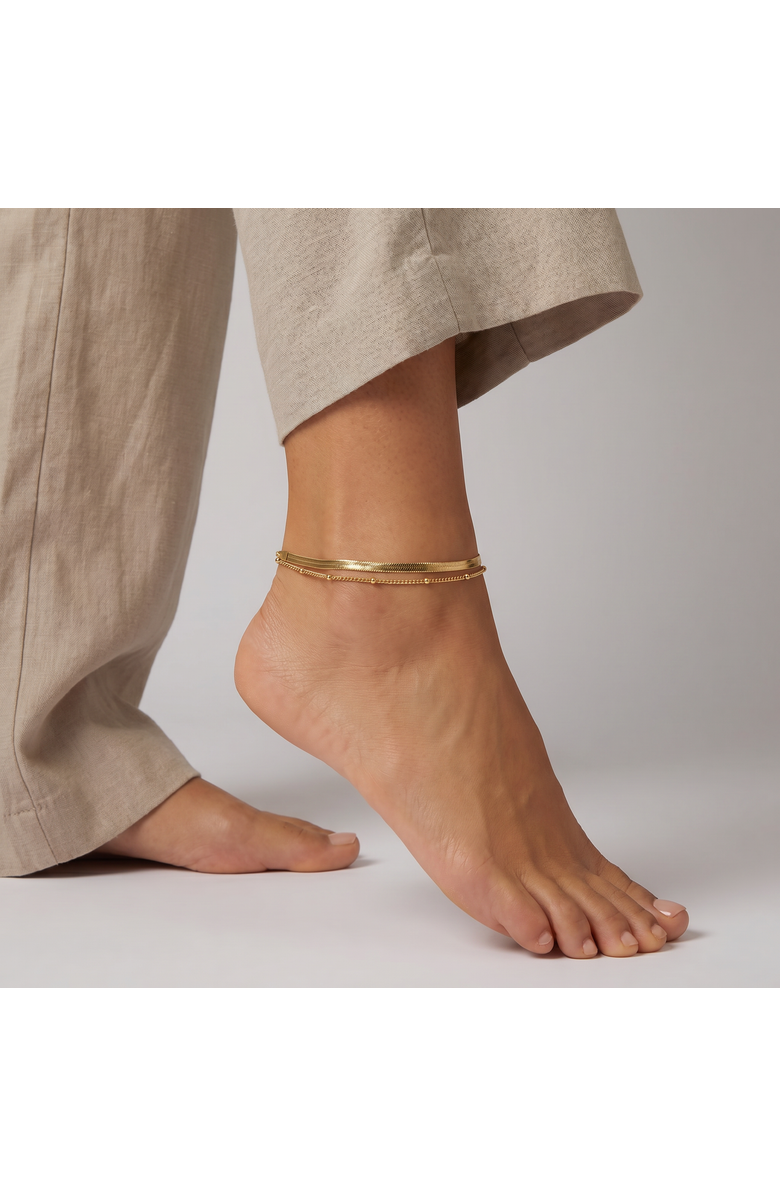 Bliss Diamond Stefanie Anklet 18k Gold Plated 9.25" with 1.5" Extender, Alternate, color, 18K Yellow Gold