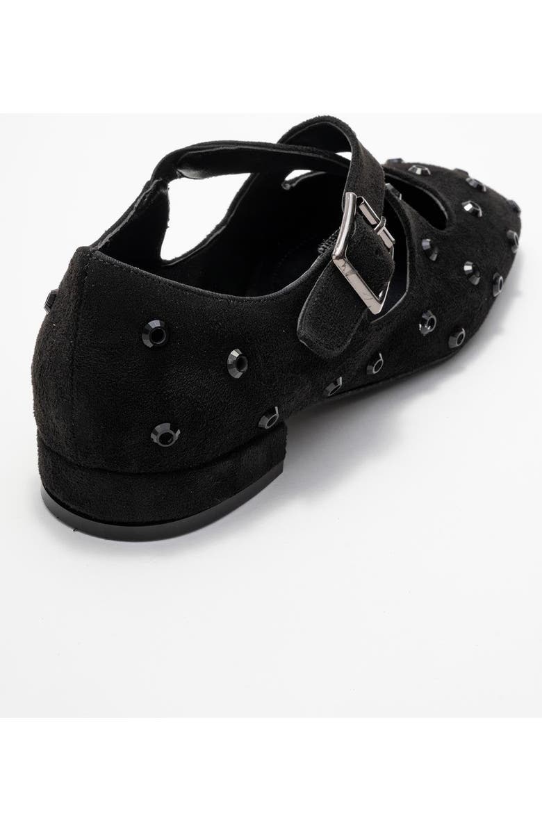 Prologue Shoes Addison Cross Strap Mary Jane Shoes, Alternate, color, Black Suede Faux Leather