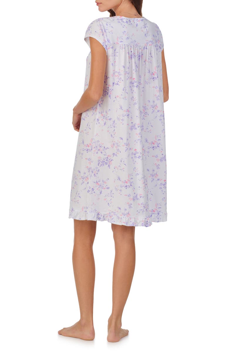 Eileen West Floral Cap Sleeve Short Cotton Jersey Nightgown, Alternate, color,
