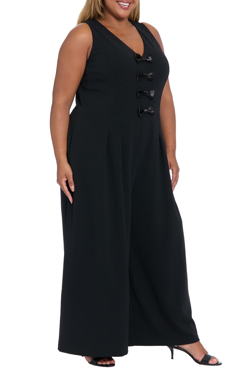 London Times Bow Front Sleeveless Jumpsuit, Alternate, color, Black/ Black