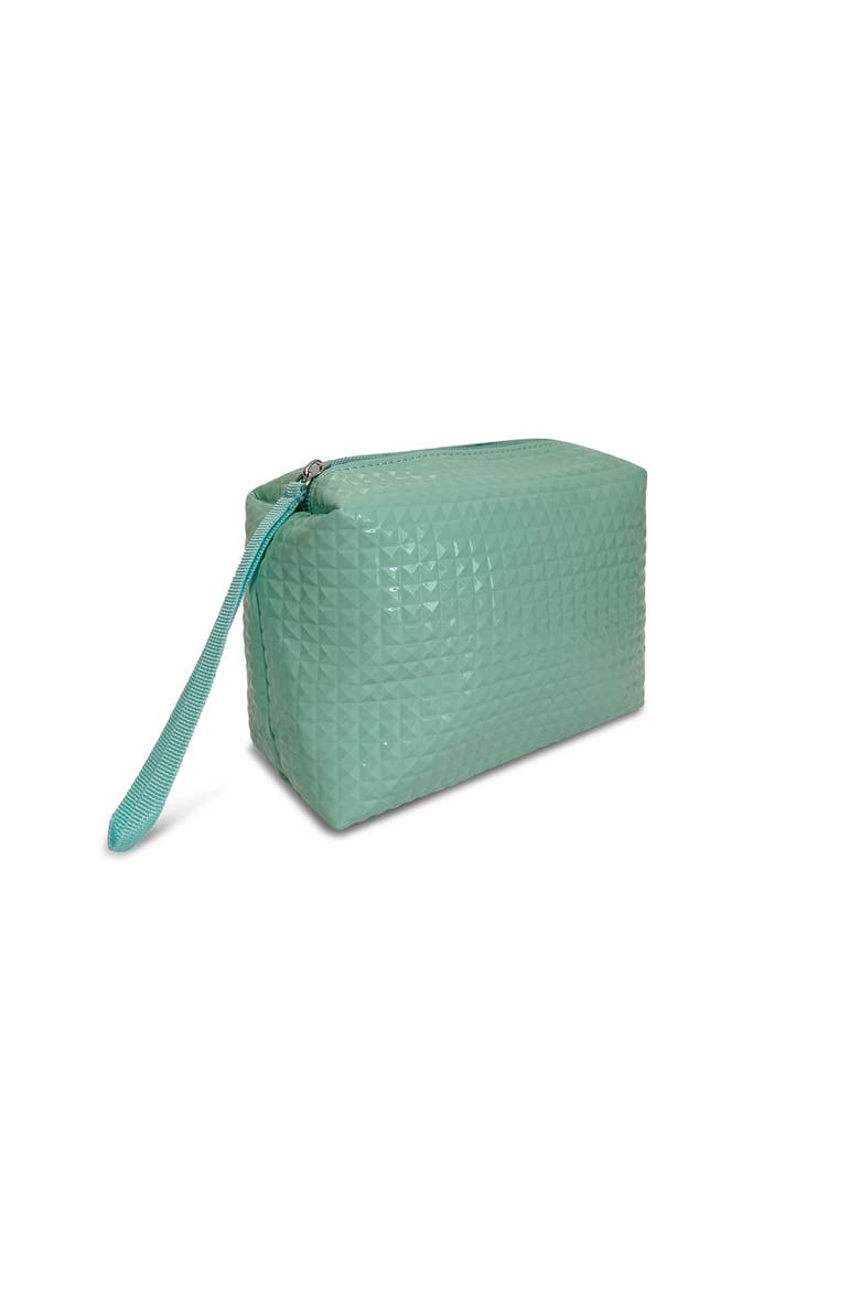 The Maren Cosmetic Bag Textured Cosmetic Bag with Wristlet, Alternate, color, Mint Green